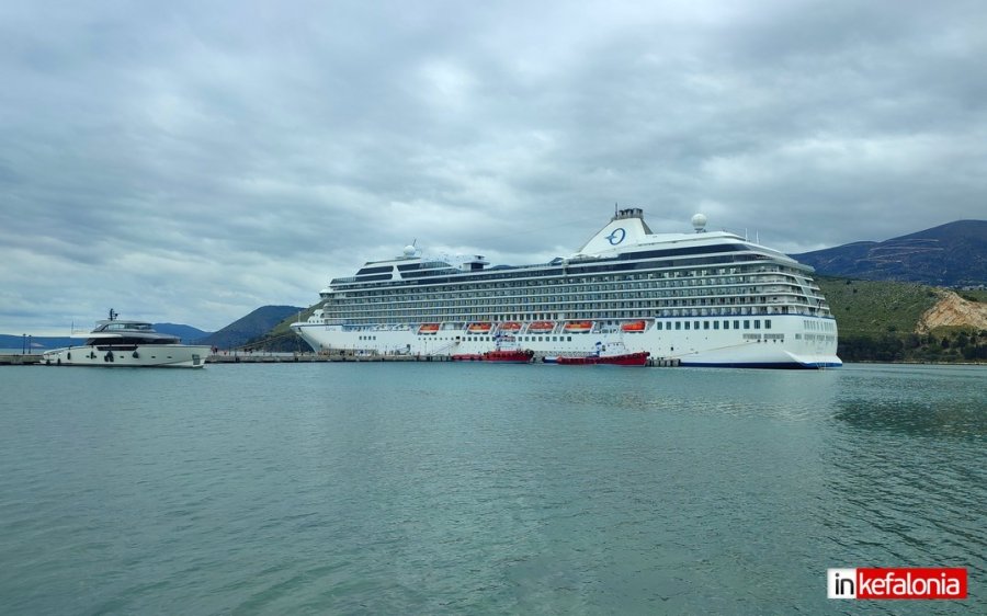 Το κρουαζιερόπλοιο Oceania Marina σήμερα στο Αργοστόλι (video)